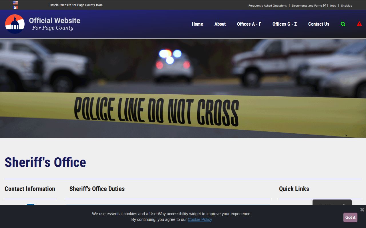 Page County recent arrest and jail contact page